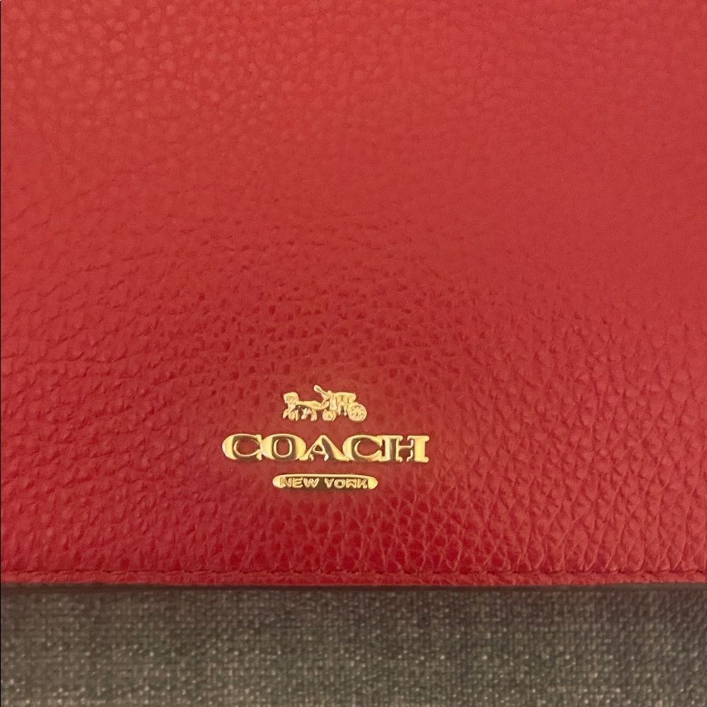 Coach Anna Red Pebble Leather Crossbody - Picture 2 of 15